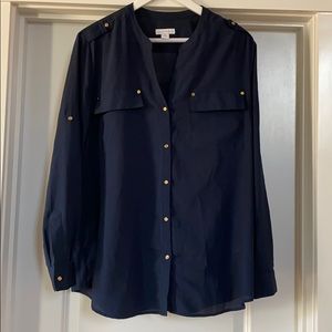 Charter Club Navy blouse with gold details
